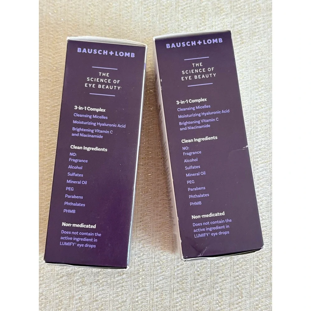 Bausch + Lomb Lumify Eye Illuminations 5.4oz New 2pk‎ Micellar Cleansing Water